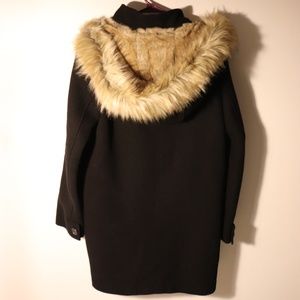 Zara Black Furry Hood Coat